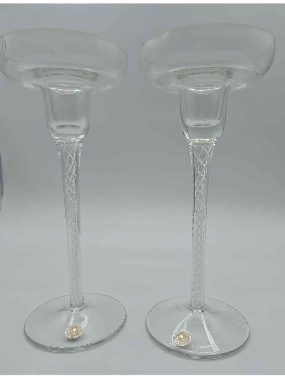 Vintage PartyLite Maypole Glass Candle Holders Set of 2 P0350 w/ Box - Picture 8 of 9